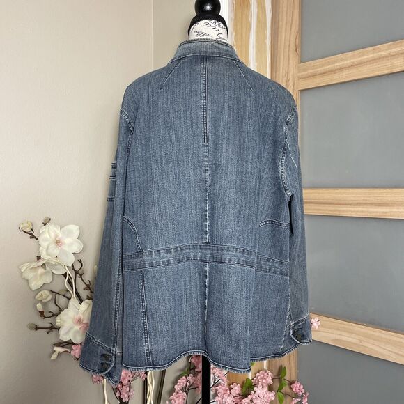 SagHarbor Blue Jean Jacket Womens 22W Denim Button Up Pockets - Picture 7 of 8
